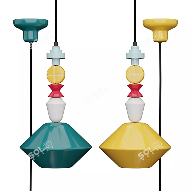 Ferroluce Deco Lariat Pendant: Timeless Elegance 3D model image 1