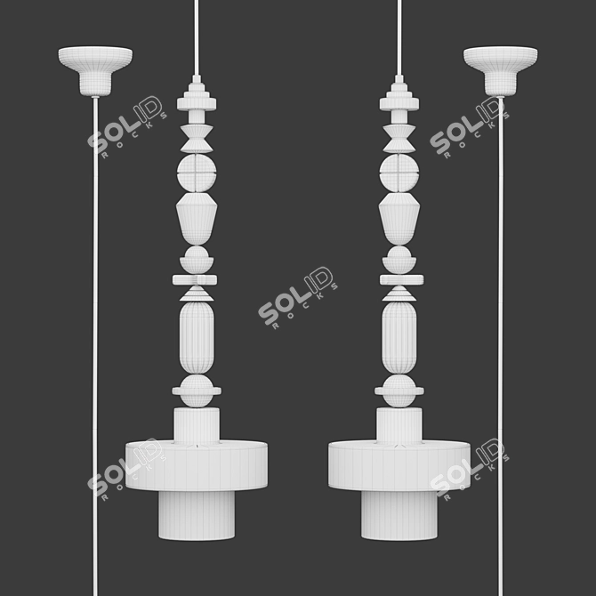 Ferroluce Deco Lariat C2532 - Vintage-inspired Art Deco Pendant Light 3D model image 2