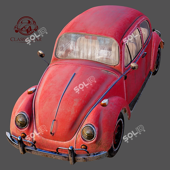 Vintage Beetle Car: Classic Charm on Wheels 3D model image 2