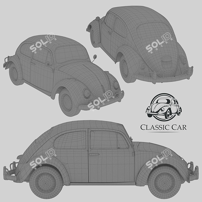 Vintage Beetle Car: Classic Charm on Wheels 3D model image 5