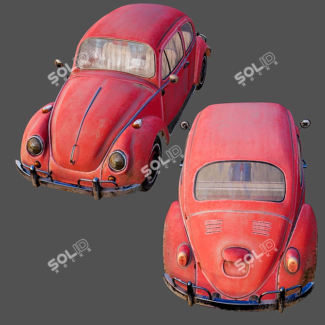 Vintage Beetle Car: Classic Charm on Wheels 3D model image 7