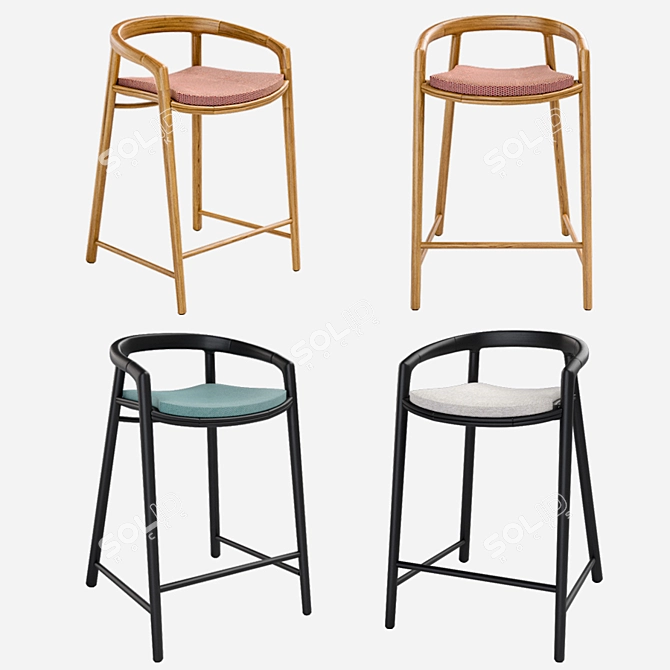 Manutti Solid Barstool - Stylish and Durable 3D model image 1