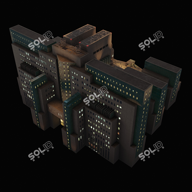 SIS HQ: Iconic London Building 3D model image 4