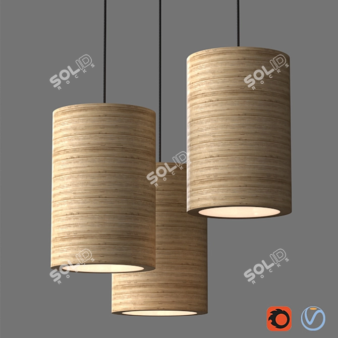 Sleek Cylindrical Pendant Light 3D model image 1