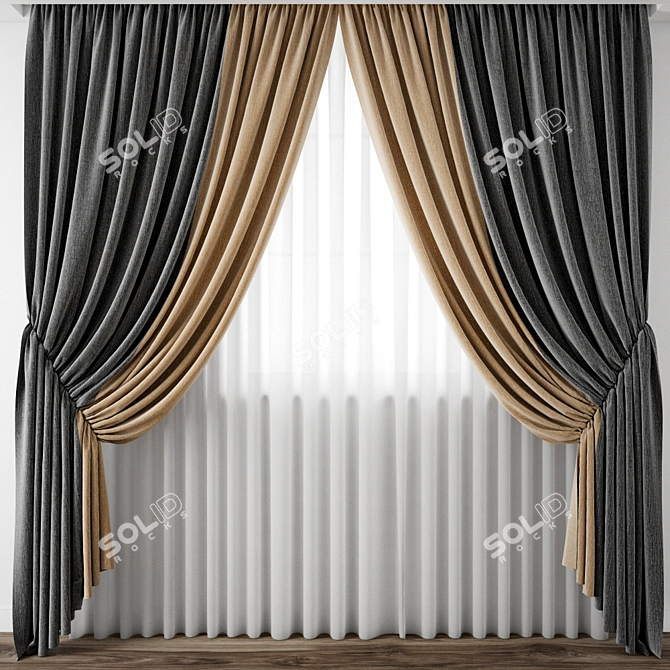 Elegant Detailed Curtain Model 3D model image 1