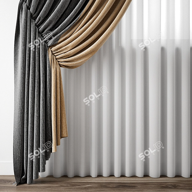 Elegant Detailed Curtain Model 3D model image 2