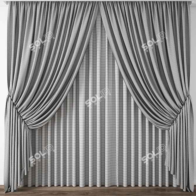 Elegant Detailed Curtain Model 3D model image 4