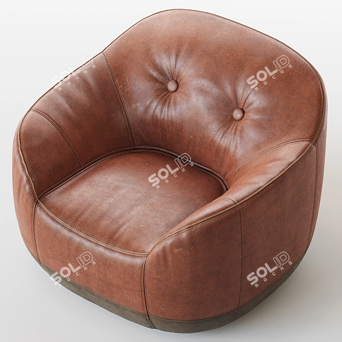 Natuzzi Furrow Armchair: Sleek and Sophisticated 3D model image 1
