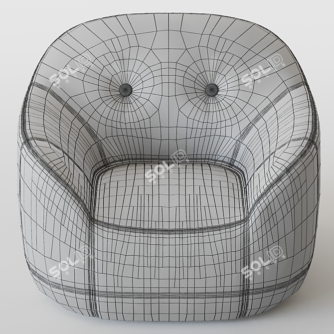 Natuzzi Furrow Armchair: Sleek and Sophisticated 3D model image 4