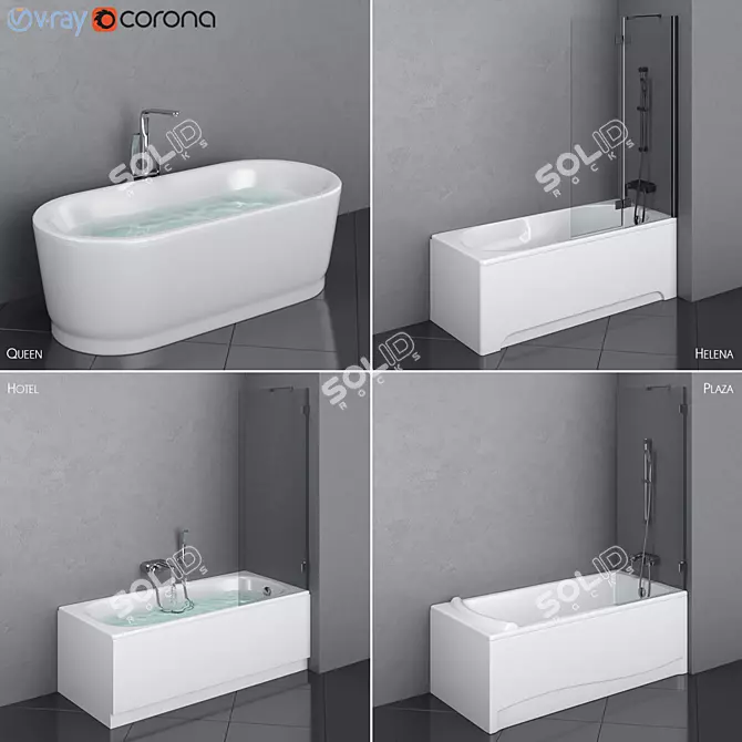 Title: Sanitana Bathtub Set 80 - Perfect Fit for Any Bathroom 3D model image 1