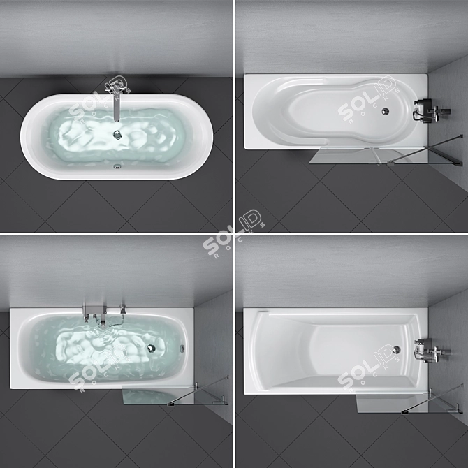 Title: Sanitana Bathtub Set 80 - Perfect Fit for Any Bathroom 3D model image 2