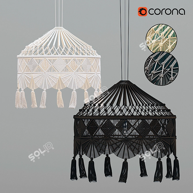 Macrame Pendant Lampshade 3D model image 1