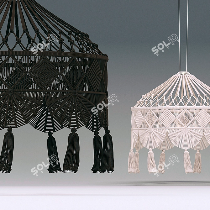 Macrame Pendant Lampshade 3D model image 2