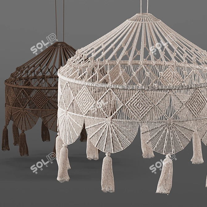 Macrame Pendant Lampshade 3D model image 3