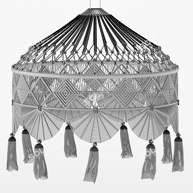 Macrame Pendant Lampshade 3D model image 4