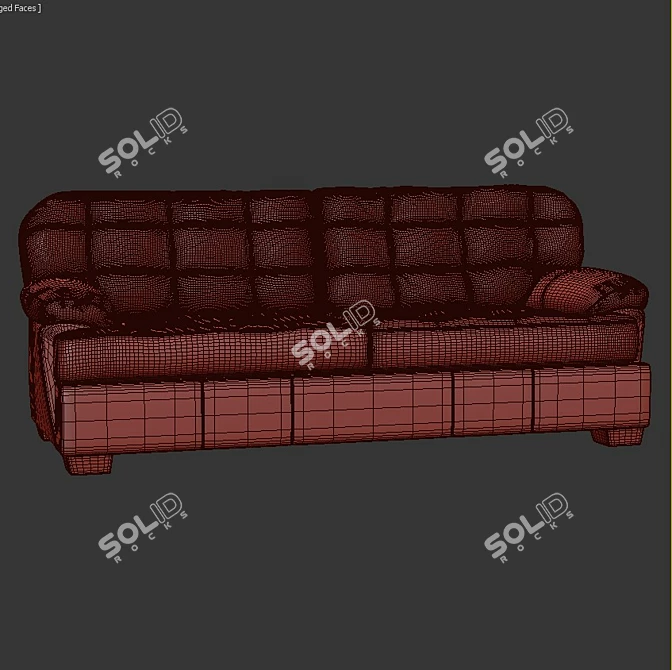 Elegant Leather Sofa 3D model image 3