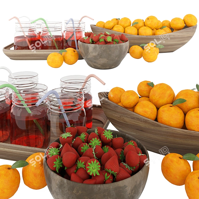 Fruit Decoration Set 3D model image 1