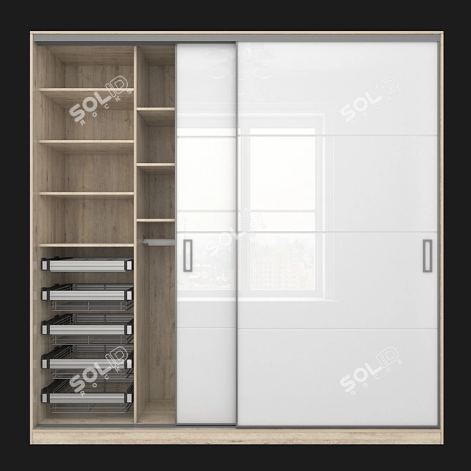 Modus MS163 Sliding Wardrobe: Narrow Profile, Elegant Design 3D model image 1