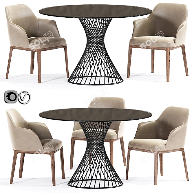 Elegant Dining Set: Poliform Sophie Chair & Calligaris Vortex Table 3D model image 1