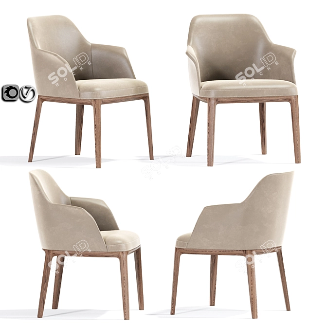 Elegant Dining Set: Poliform Sophie Chair & Calligaris Vortex Table 3D model image 2