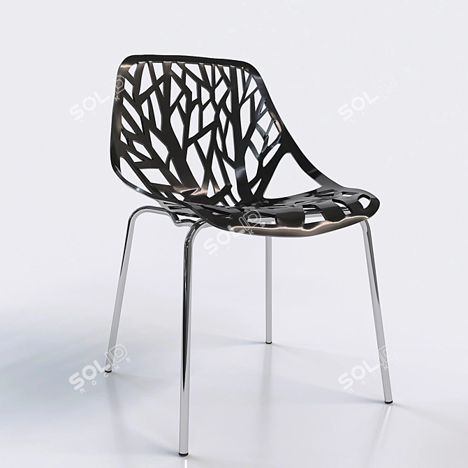 Modern Plastic Dining Chair 3D model image 4