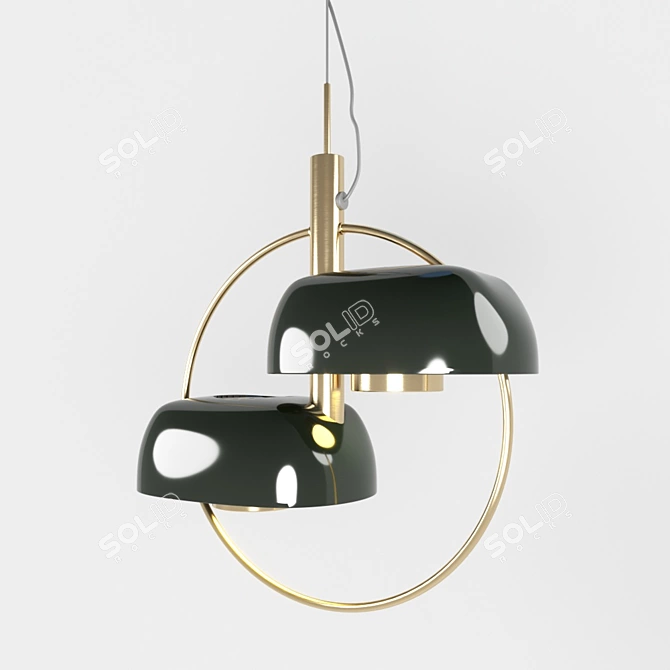 Vivian 40.094: Sleek Modern Pendant Light in Brass with Matte Black Stone Shade 3D model image 1