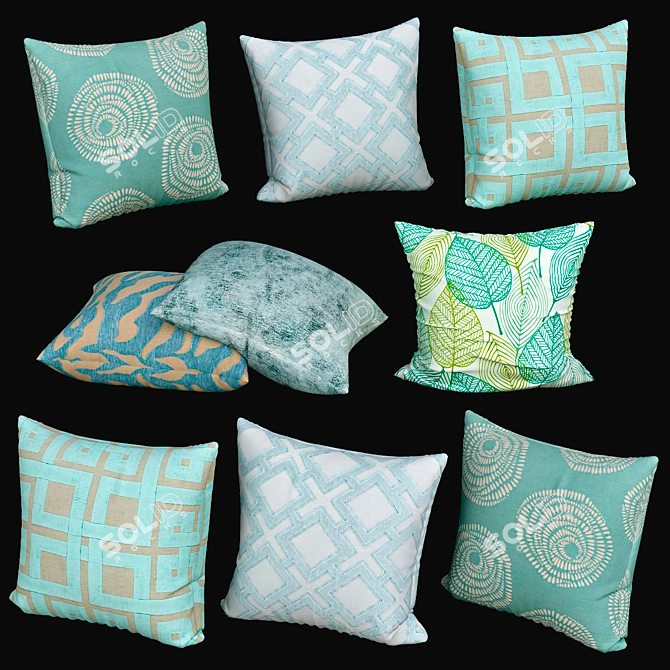 Stylish Sofa Pillows 3D model image 1