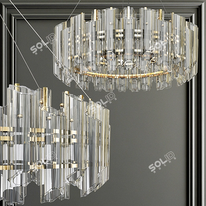 Golden Aurora Ceiling Lamp 3D model image 1