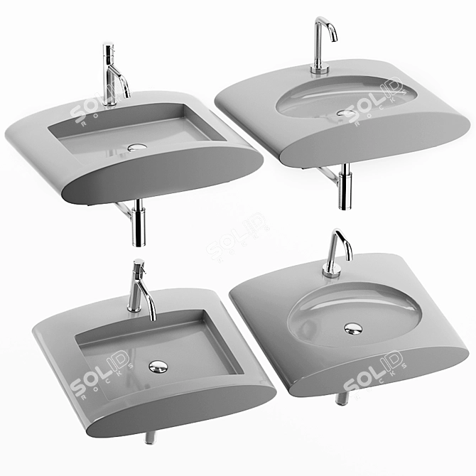 AXA White Stone Bathroom Sink 3D model image 1