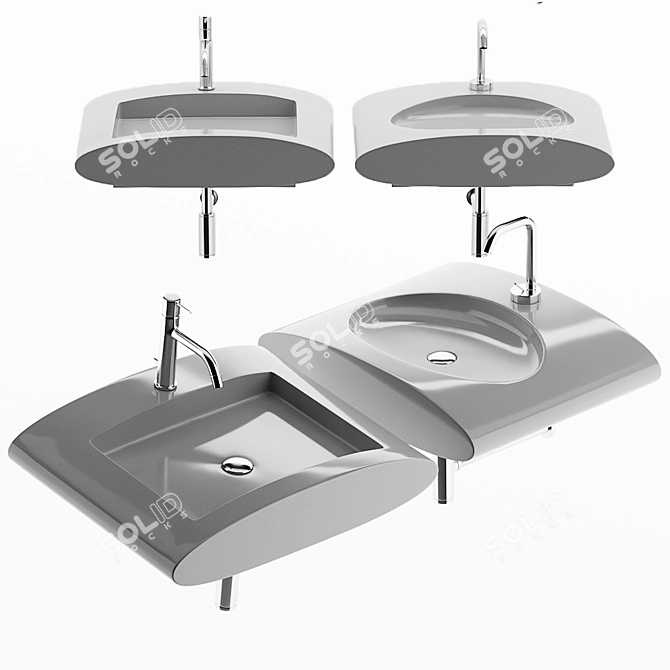 AXA White Stone Bathroom Sink 3D model image 2