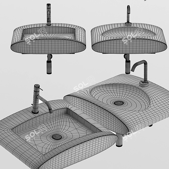 AXA White Stone Bathroom Sink 3D model image 3