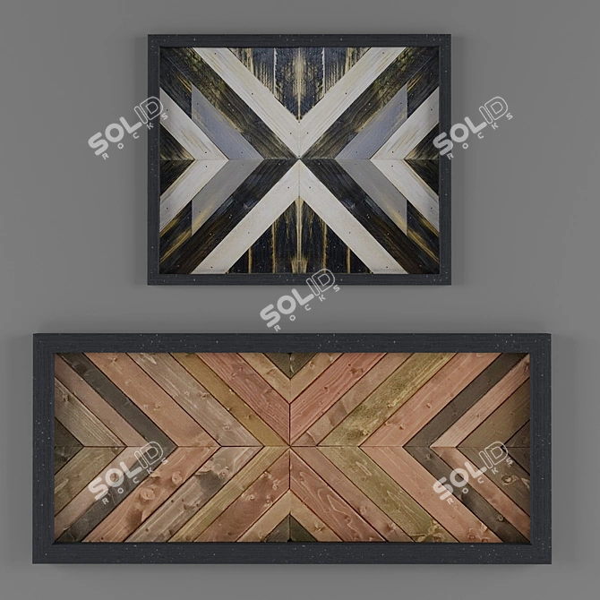 Scandi Geometric Wood Art 3D model image 3