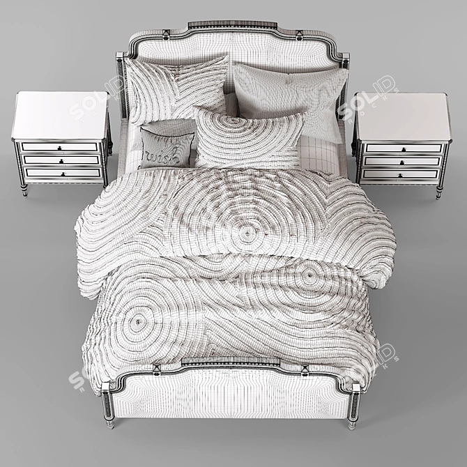 Vintage French Grey Lucine Bed 3D model image 10