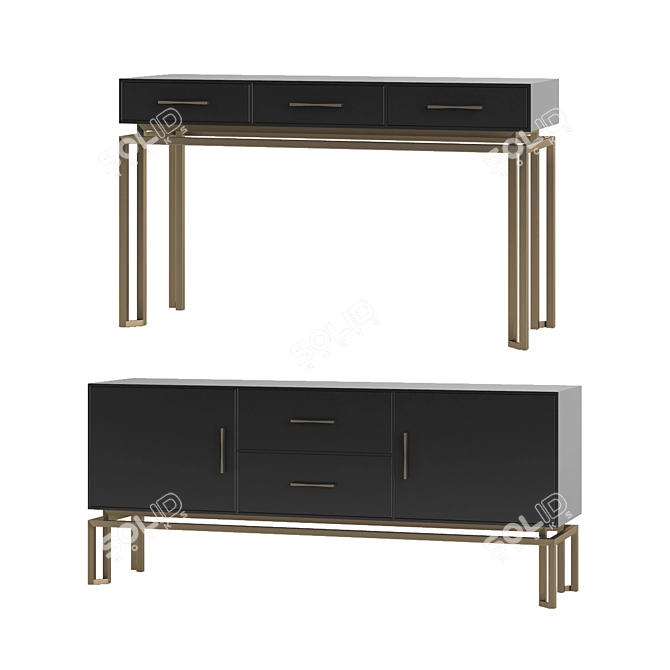 Elegant Chest and Console Set 3D model image 1