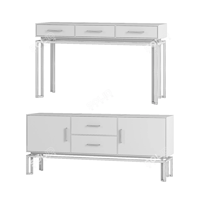 Elegant Chest and Console Set 3D model image 2