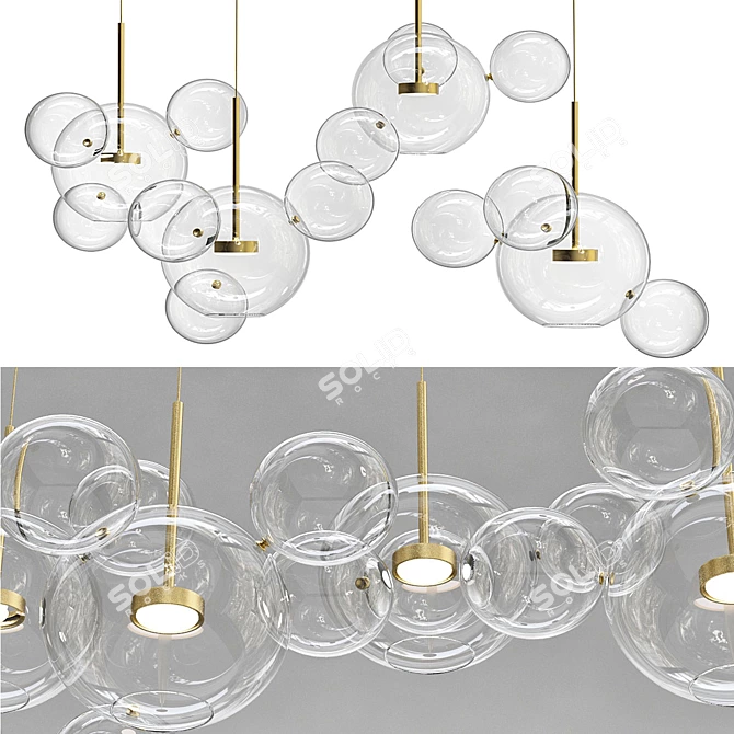 Futuristic Clear Glass Ball Chandelier 3D model image 1