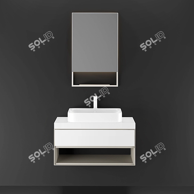 Sleek Modern Washbasin Cabinet 3D model image 1