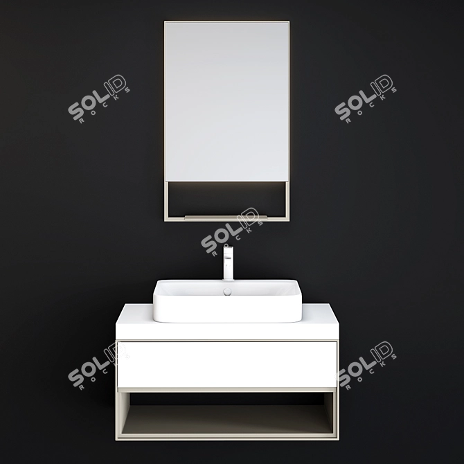 Sleek Modern Washbasin Cabinet 3D model image 6