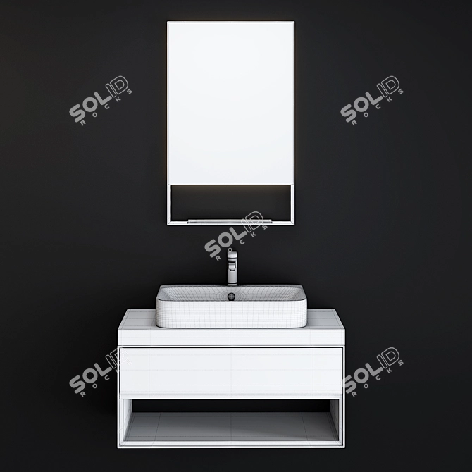 Sleek Modern Washbasin Cabinet 3D model image 7