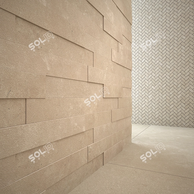 Italon Biege Stone Mosaic & Tile Set 3D model image 2