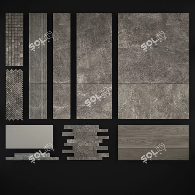 Italon Gray Stone Tile Set 3D model image 4