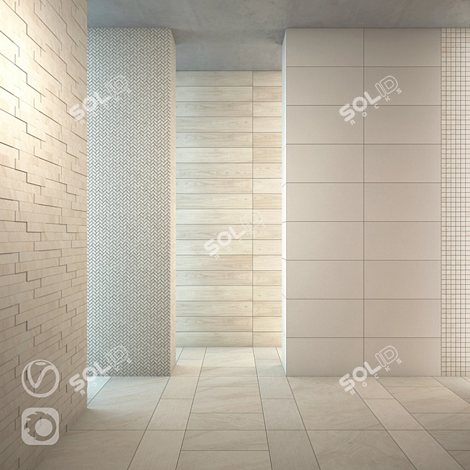 Italon Room White Stone: Elegant Mosaic & Tiles 3D model image 1