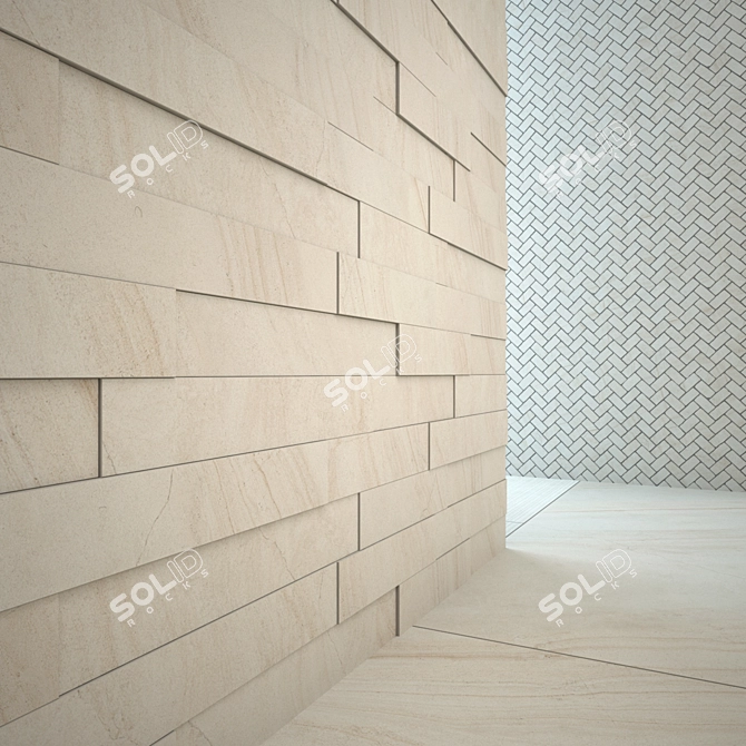 Italon Room White Stone: Elegant Mosaic & Tiles 3D model image 2