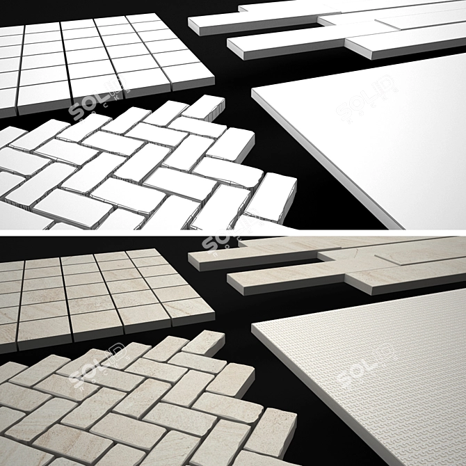 Italon Room White Stone: Elegant Mosaic & Tiles 3D model image 5