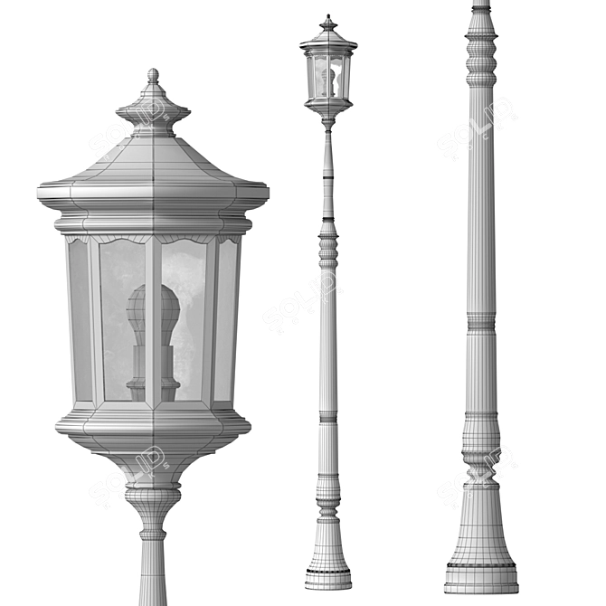 Elegant Forged Street Lamp 3D model image 3