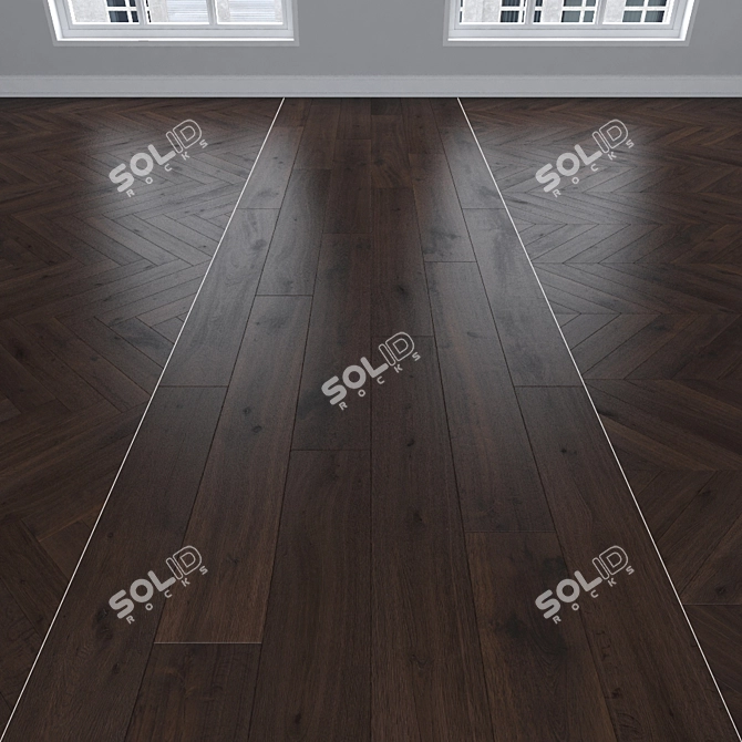 Dark Oak Parquet: Herringbone, Linear, Chevron 3D model image 1