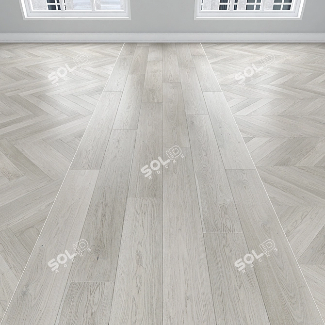 Title: Light Oak Parquet - Herringbone, Linear, Chevron 3D model image 1