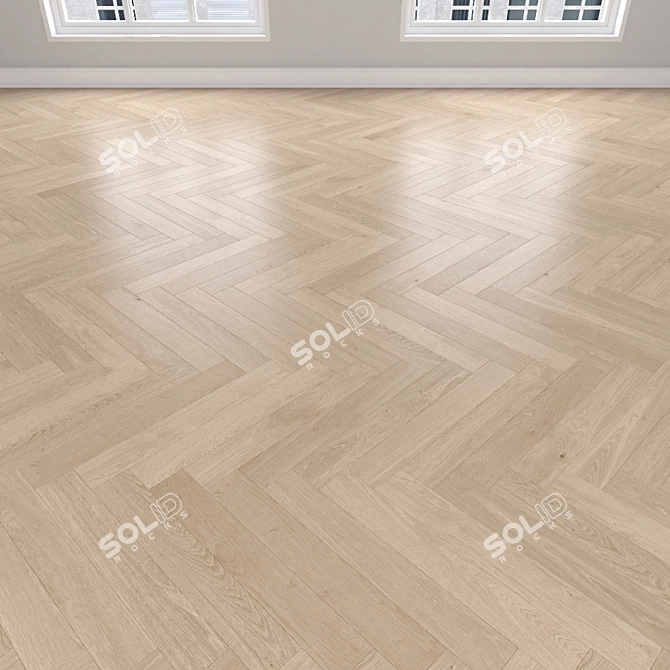 Cream Oak Parquet: Herringbone, Linear & Chevron 3D model image 3