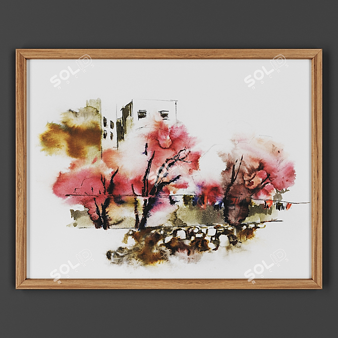 Title: Wooden Framed Artwork 3D model image 1