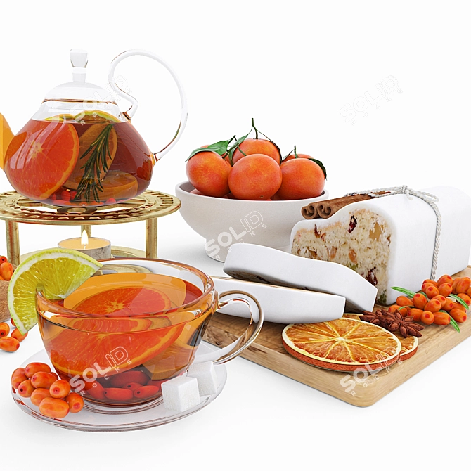 Delicious Fruit Tea & Zesty Tangerines 3D model image 2